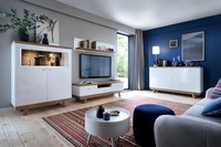 Designer Wohnwand Modern Tv-Lowboard Wandregal Wohnzimmer Set 4Tlg
