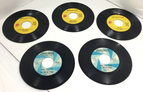 The Rolling Stones 45's Lot Of 5 Brown Sugar Hot Stuff Honkey Tonk Women Etc