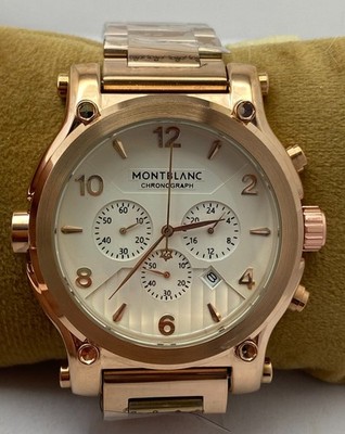 Refurbished Montblanc White Dial Chronograph Rose-Gold Tone Quartz Men's Watch