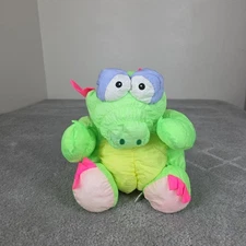 Prestige Toy Nakajima Dragon Nylon Stuffed Plush Vintage 1989 green pink 