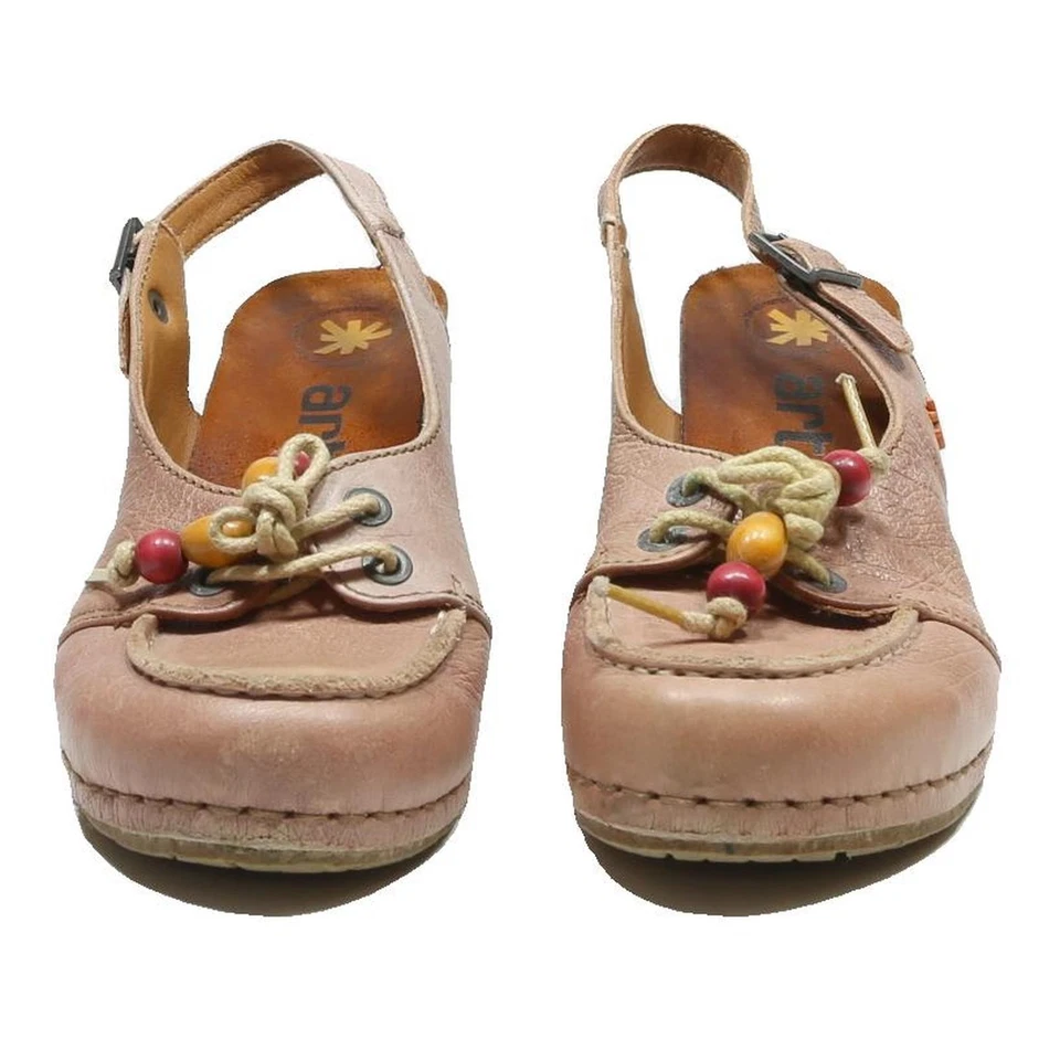 ART Escarpins Compensés Slingback Cuir Rose Taille UK 5 Femme - Photo 4/4