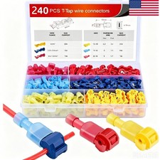 240PCS T-Taps Wire Terminals Connectors Insulated 22-10 AWG Quick Splice Kits