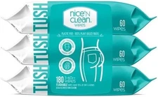 Nice 'N Clean Adult Flushable Wipes (3 X 60 Count) | Personal Cleansing Wipes Ma