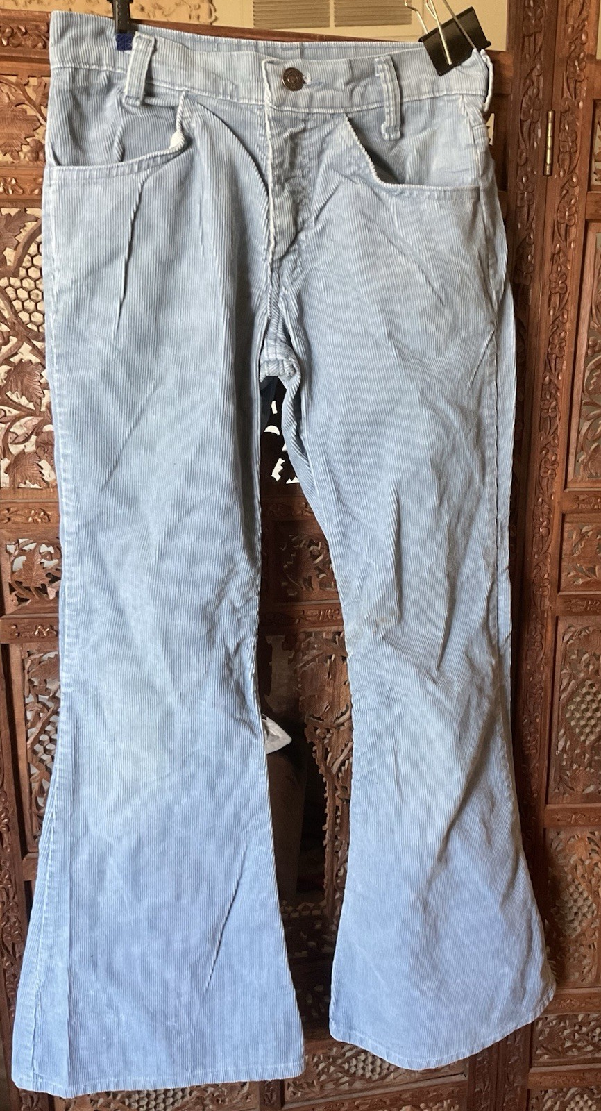 Vtg 70s Levis Corduroy Bell Bottom Pants Blue Cotton Jeans Teen / Petite 26 x 29 thumbnail 3