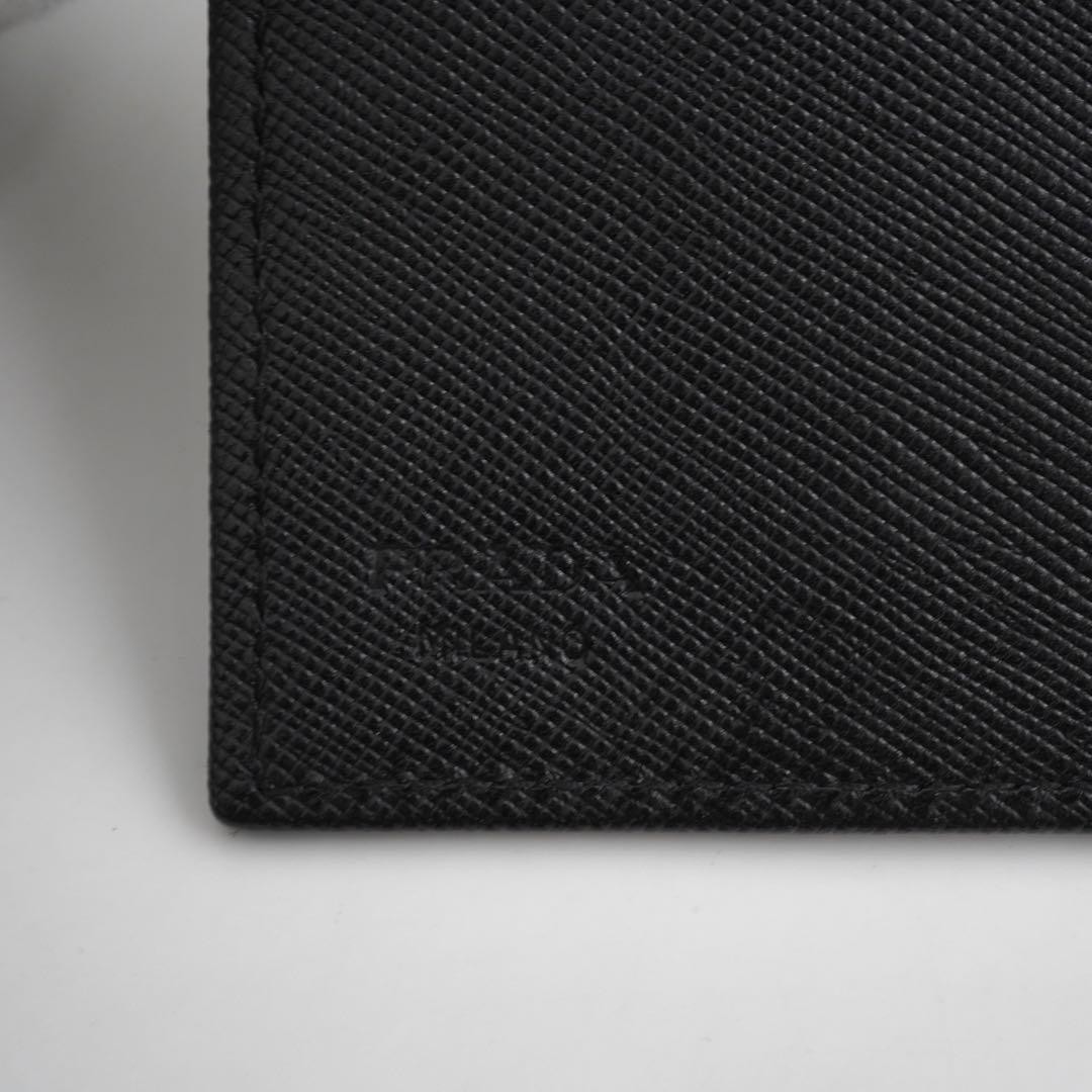 Prada Mini Wallet Triangular Plate Nylon Black Go… - image 2