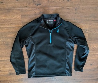 Chaqueta Pullover Spyder Hombre L (23" pit pit) Negra 1/2 Cremallera Texturizada Manga Larga