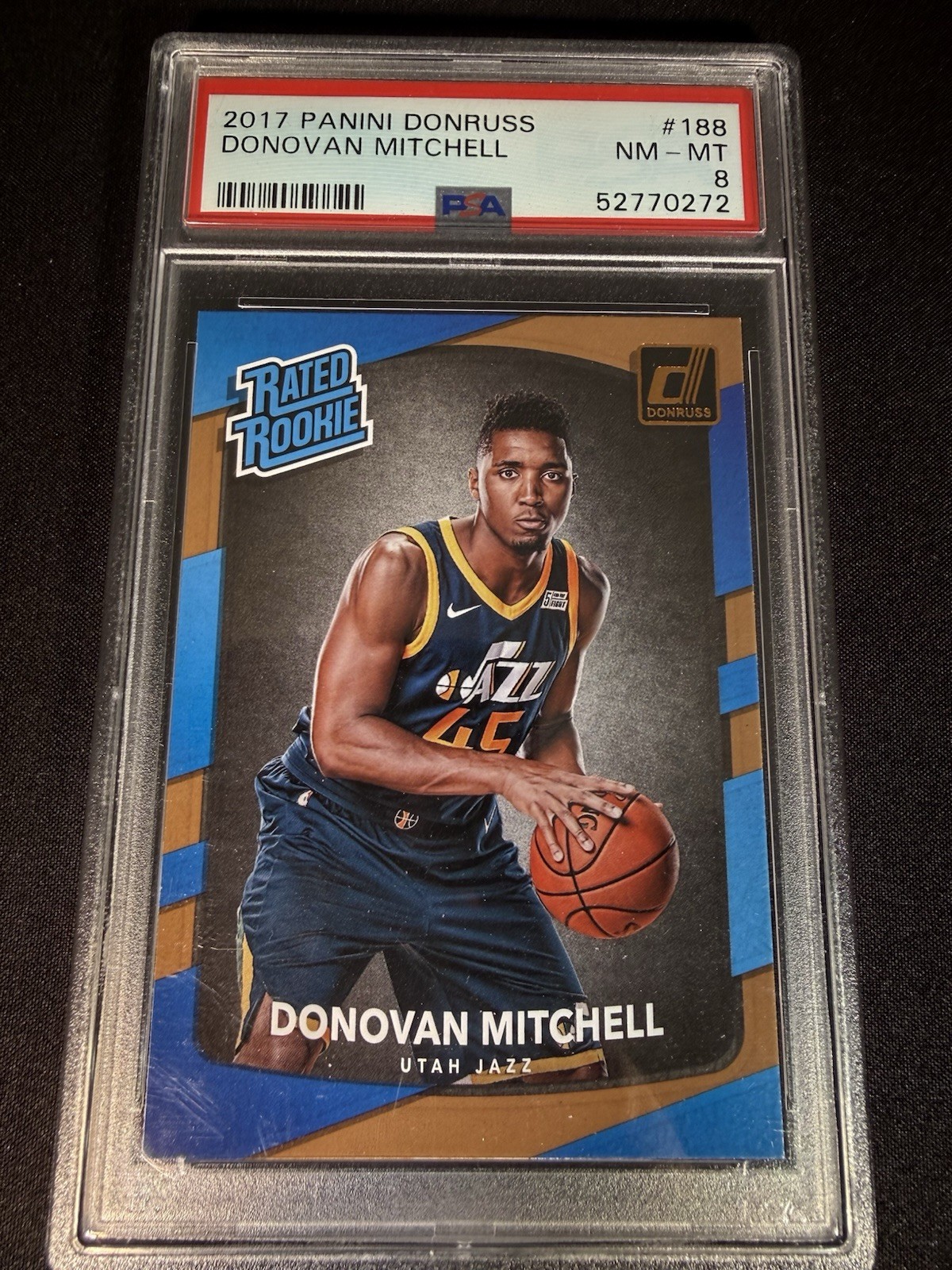 2017 Panini Donruss Donovan Mitchell #188 Rated Rookie PSA 8