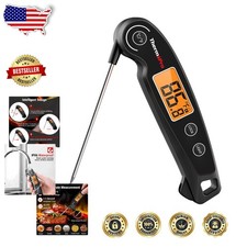 Instant Read Meat Thermometer, Waterproof Digital Food Thermometer, 2 Sec Fas...