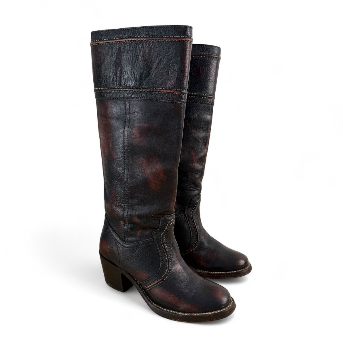 FRYE Jane Tall Riding Boots Stitch Leather Antique Brown 5.5  display picture 3