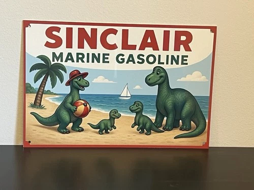 Sinclair Dino Marine Gasoline Vintage Style Metal Poster Sign Advertising