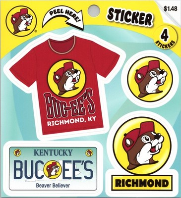 Buc-ee's Richmond Kentucky- 4 Sticker Sheet- Shirt, License Plate Logo