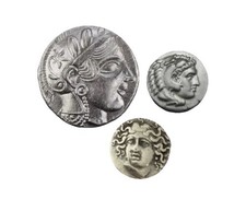 Antikes Münzlot Griechisch 1 Tetradrachme; 2 Drachmen. Attika Athen Tetradrachme Modern