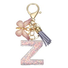 Alphabet Z Tassel Butterfly Initial Letter Keychain Purple, Pack of 1
