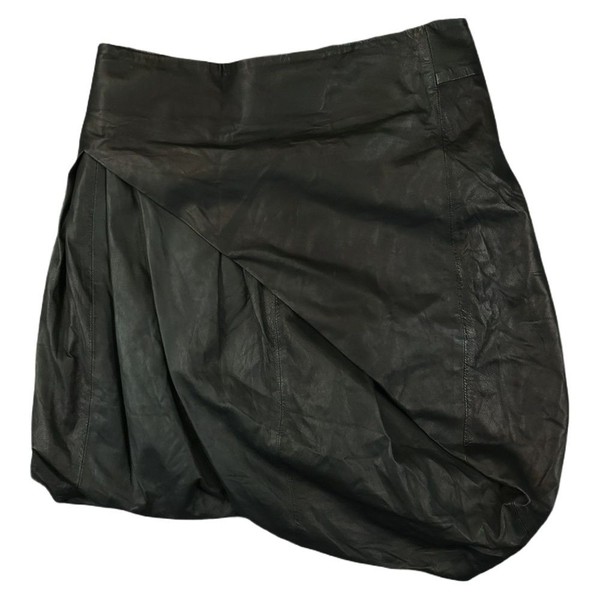 M.A. Dainty Skirt Womens 10 Black Leather Tulip Bubble Wrap High Waist Lined 10