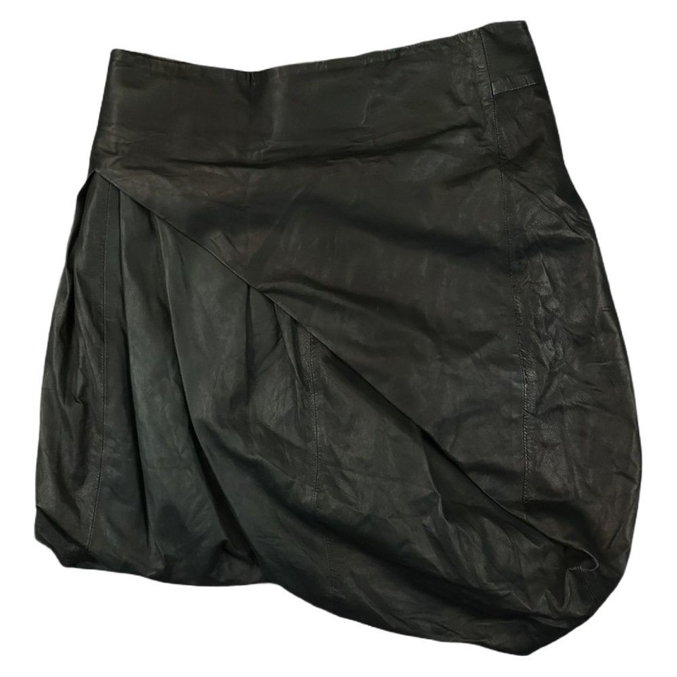 M.A. Dainty Skirt Womens 10 Black Leather Tulip Bubble Wrap High Waist Lined 10