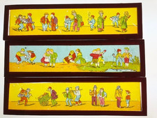 Antique European - 3 Children's Magic Lantern Glass Slides for Projectors - Cha