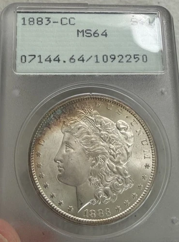 1883-CC $1 MORGAN SILVER DOLLAR PCGS CERTIFIED MS 64 RATTLER Ogh Old Holder