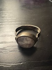 Vintage Sterling Silver Moonstone Ring Simple Band Size 6