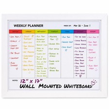 Weekly Dry Erase Board for Wall 17in x 12in Whiteboard Planner White