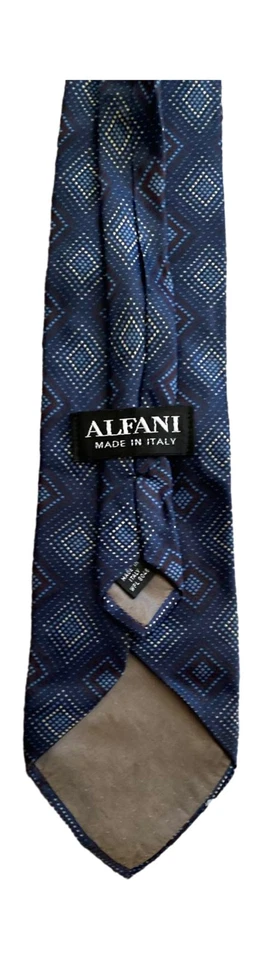 Corbata Alfani para hombre Italia azul diamante mezcla seda Foto 2 de 2
