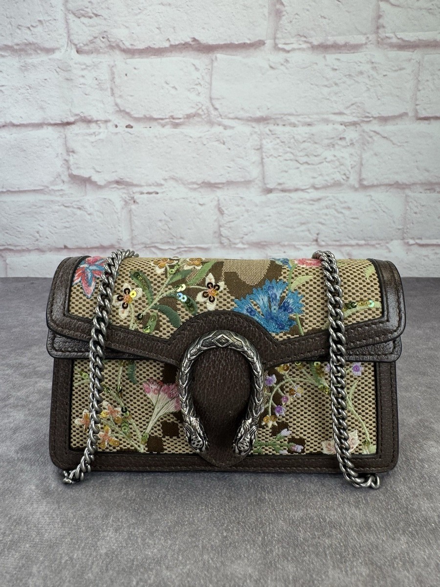 Gucci Sequin Dionysus Jumbo Gg Super Mini Floral Embroidered Chain