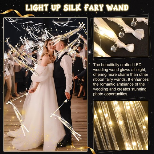 50 Piezas Varitas de Boda Cinta Serpentinas con 3 Colores Intermitentes, Luz y... - Imagen 5 de 7