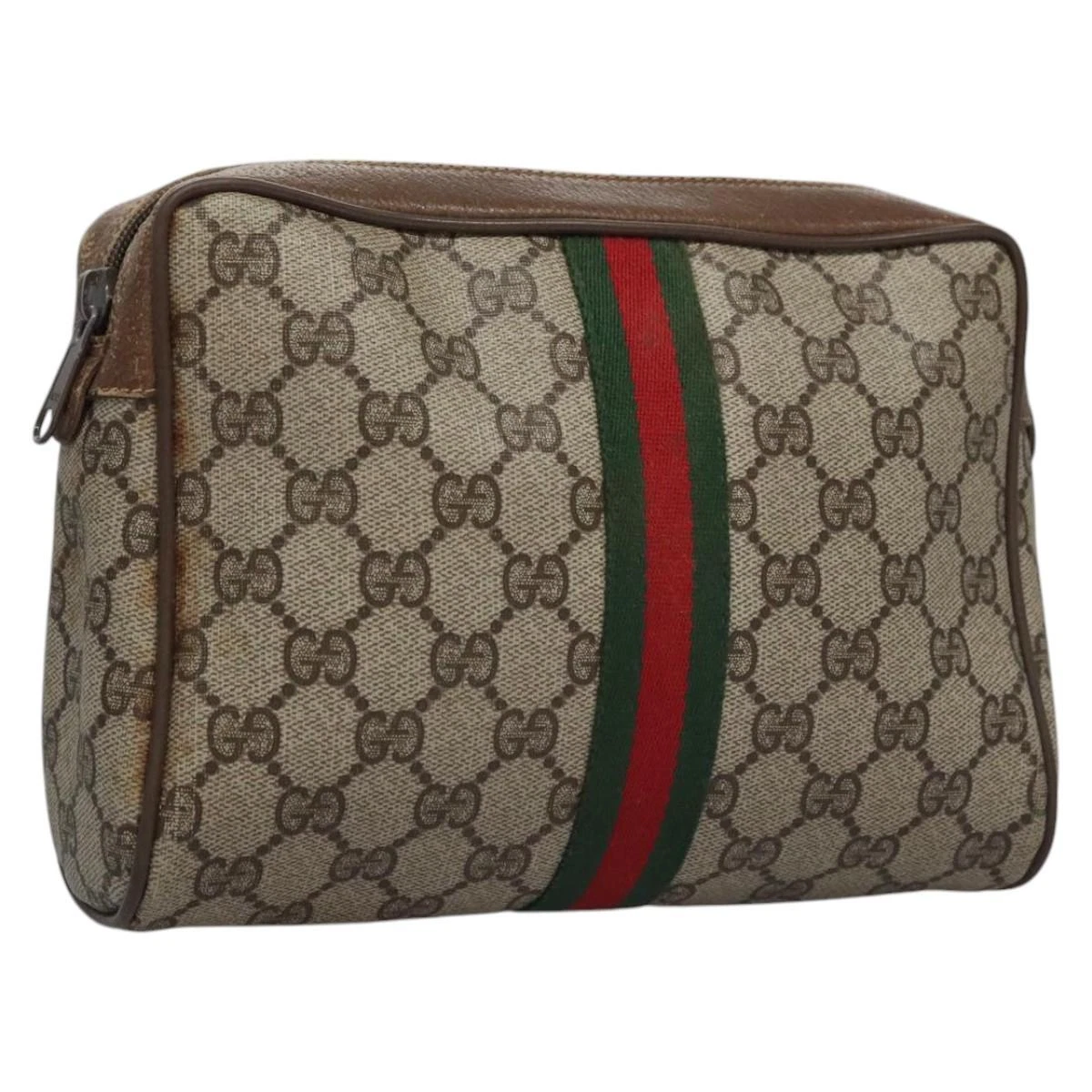 Sac pochette GUCCI GG Supreme Web Sherry Line PVC beige 89 01 012 authentique bs23153
