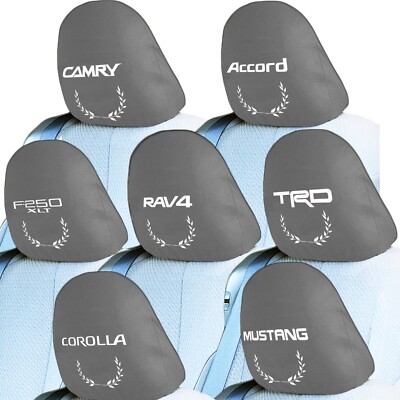 Customized Personalized Monogram Logo Truck SUV Car Seat Headrest Cover Grey