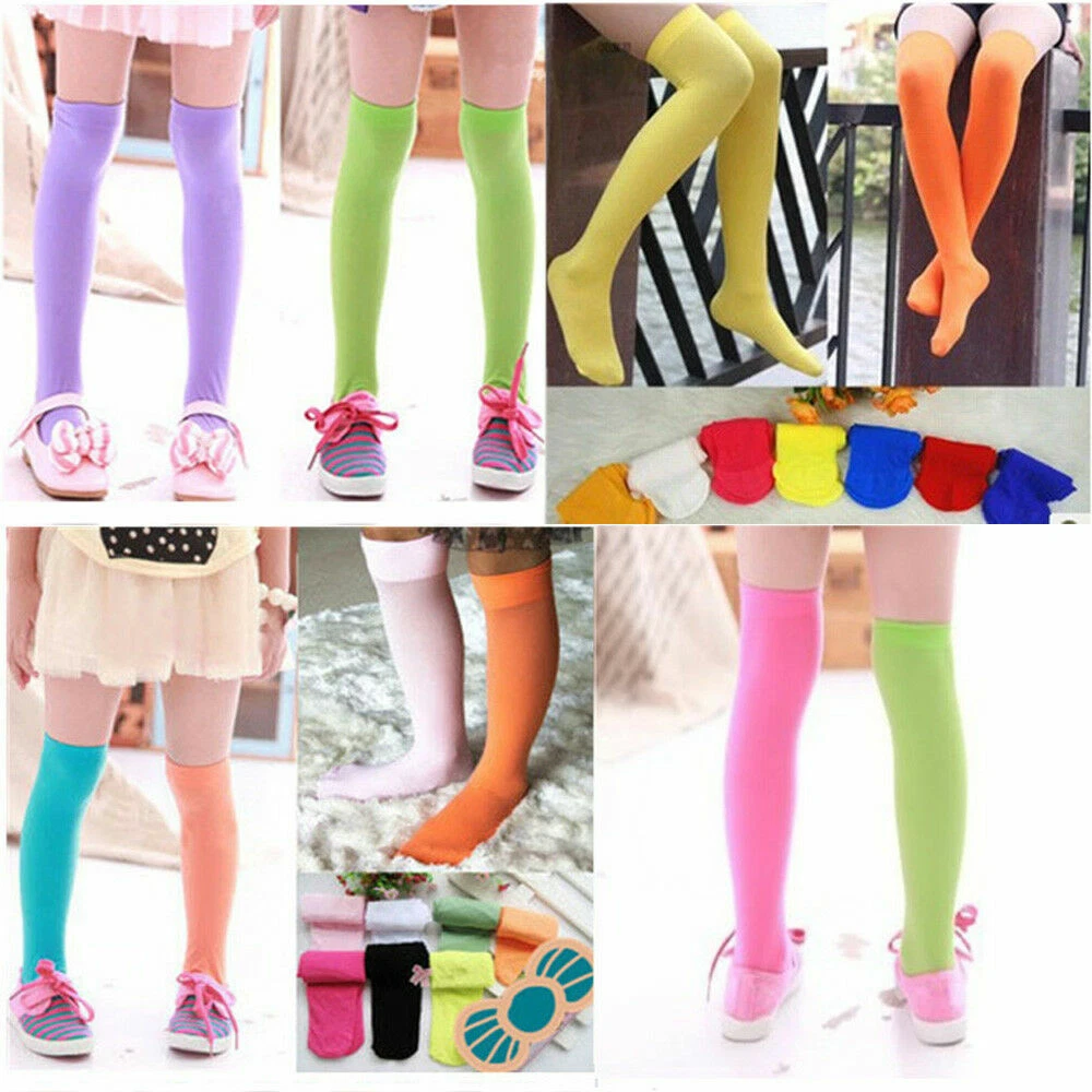 Baby Kid Girl Cotton Colorful High Over Knee Socks Tights Leg Warmer  Stockings