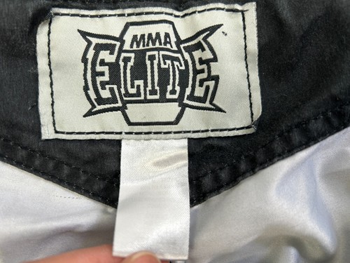 MMA Elite Mens Size M Gray Smoke Skull Iron Cross Pattern Shorts Drawstring - Picture 5 of 10