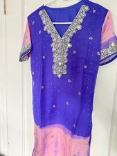 Fancy Beautiful Embroidery Indian Pakistani Chiffon Dress 3pc Desi Party wedding