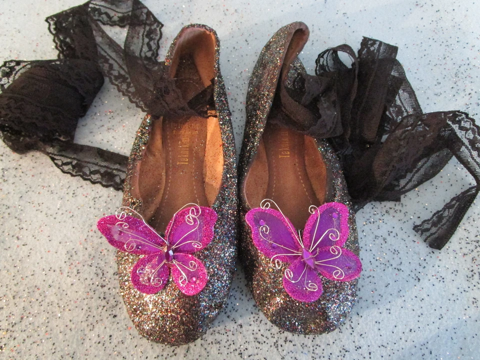 Chinelos femininos DARK FAIRY TAMANHO 6.5 sapatos de balé glitter fantasia de Halloween #B2 evil - Imagem 2 de 4