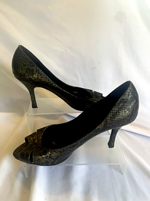 Gray Python Pump Pulse Women's Black Gray Snake Skin Open Toe Pumps SZ 10 | eBay