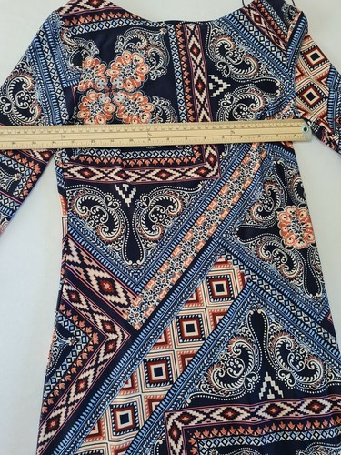 Ladies Dress Primark Size 8 3/4 Sleeve Blue Mix 5412 - Picture 7 of 11