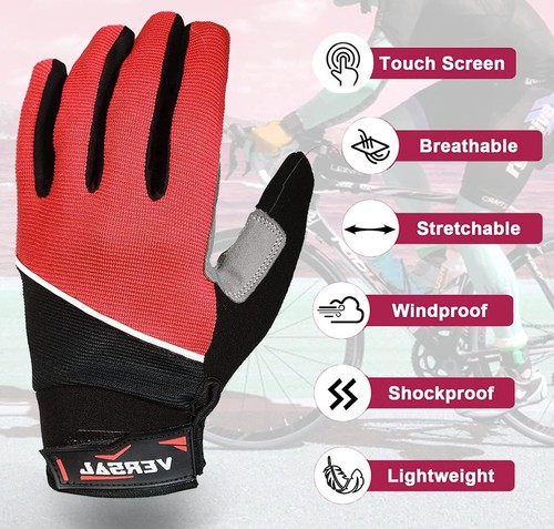 Cycling Gloves Full Finger Gel Palm Touchscreen MTB Bicycle Riding Mountain Bike - Picture 5 of 29