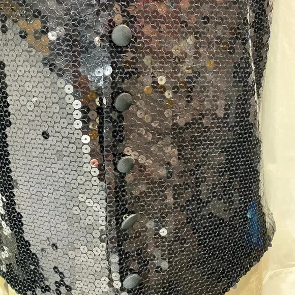 CHEAP & CHIC MOSCHINO Black Sequin Vest, Italy Made, Size 42 USA / 52 ITA - Image 4 of 4