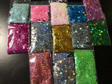 Solvent Resistant Flower/ leaf shape Glitter U Choose Color Nail Art Face Crafts