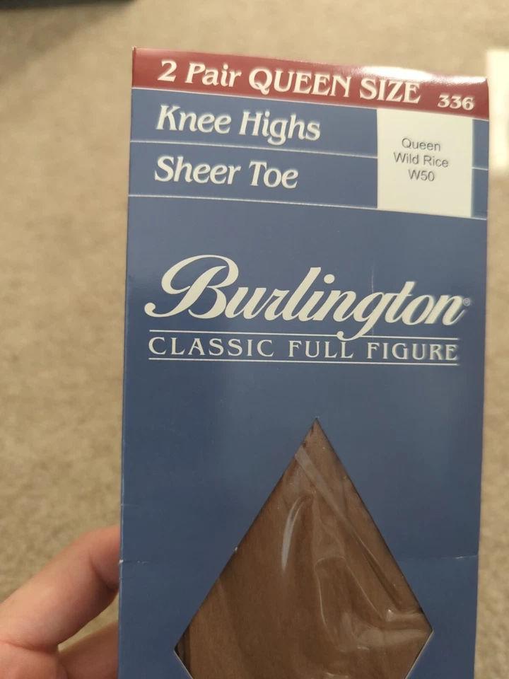 Burlington Hasta la Rodilla Puntera Transparente 2 Pares Talla Queen Color Arroz Salvaje Nuevo en Paquete Foto 4 de 4