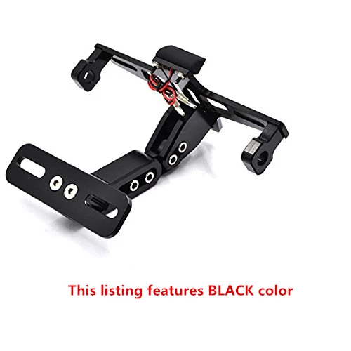Aluminium Alloy Black Motorcycle License Plate Holder Bracket Folding Mount Kit — 第 3/4 张图片