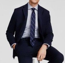 Kenneth Cole Men's Blue Plaid Slim Fit Stretch Suit Separate Jacket Size 46R