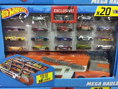 hot wheels mega hauler with 20 vehicles