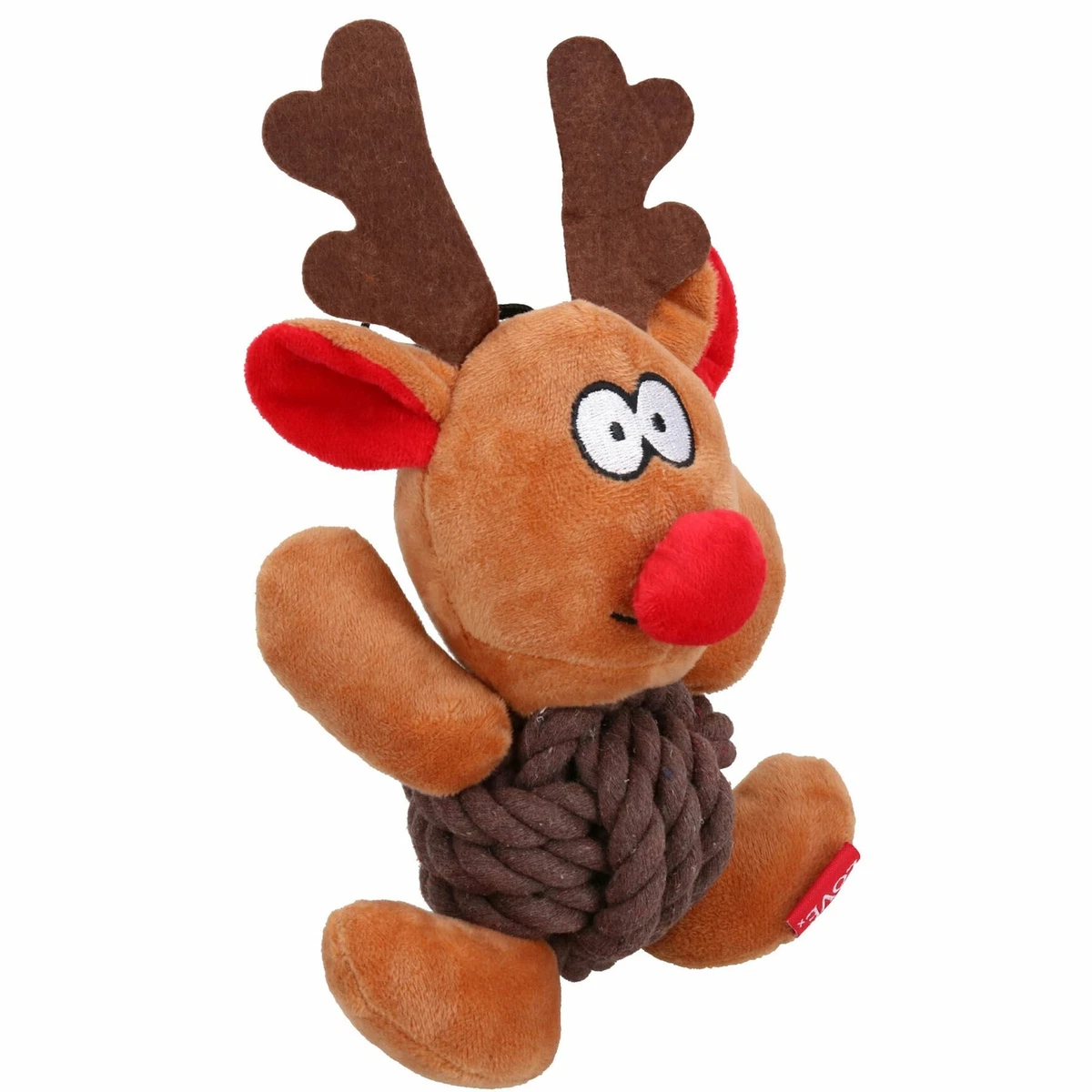 Dog Christmas Gift Reindeer Knottie Squeaky Plush Rope Play Toy