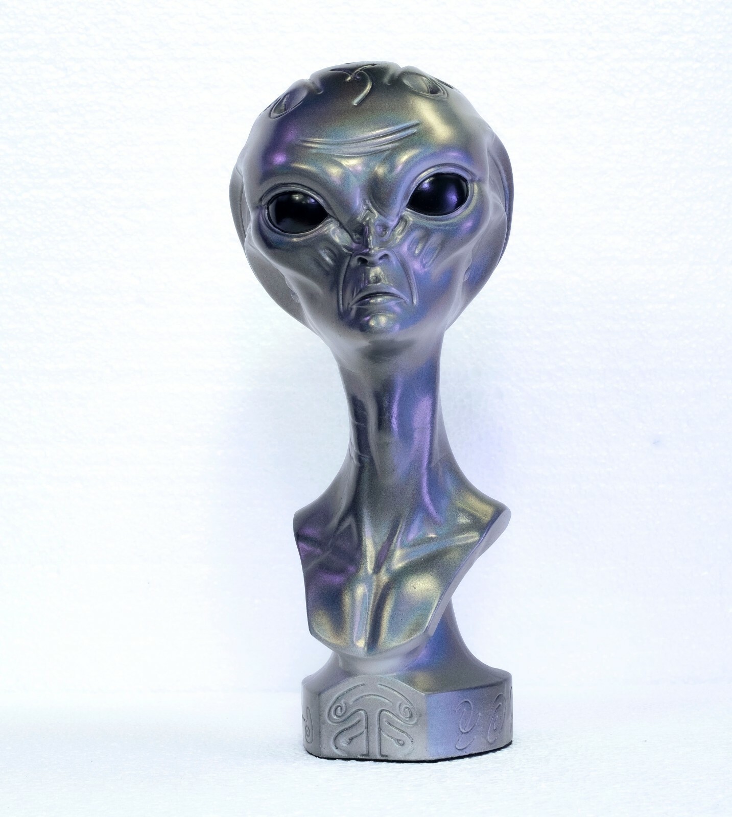 Bust extraterrestre gris en résine sculptée de 20cm pour collectionneurs d'art ufologique