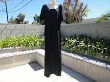 St. John Evening, Lace Embellished Knit Half Sleeve Gown, Black on Black,Wmn Sz8