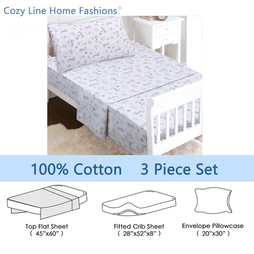 3-Piece Cotton Toddler Sheet Set for Kids Boys Girls |Animals Fish Sports Floral - 第 77/111 張圖片