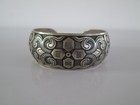 ANTIQUE HEAVY 42g CHINESE FINE SILVER PATTERNED BANGLE WENYIN HALLMARKS 7.75"