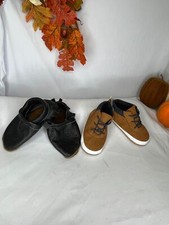 Old Navy Kids Textile Shoes 2 Pair Black Brown Laces High Top Sneakers