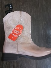 Wonder Nation Gold Embroidered Western Cowboy Boots Shoes, Girls  Size 2 NWT