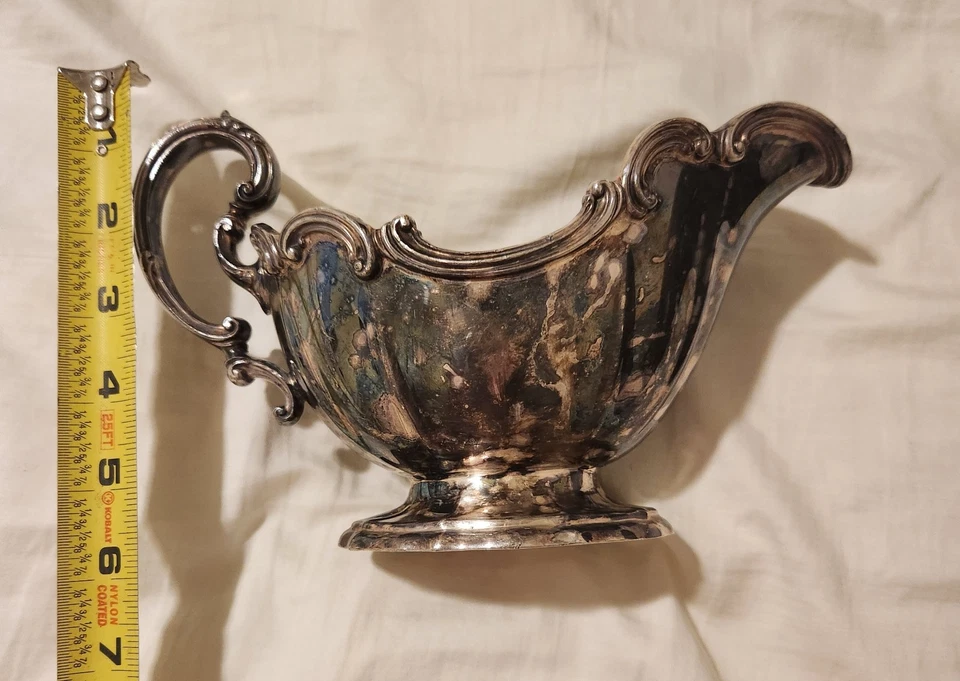 Barco de molho vintage vitoriano banhado a prata - Imagem 3 de 4