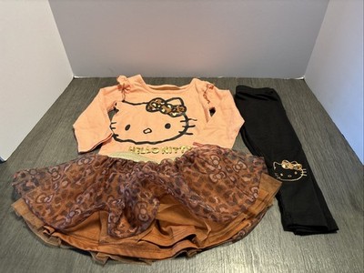 Girls Hello Kitty Sanrio Shirt,Sweat Pants And Skirt 3pcs Outfit  Black Size 12M